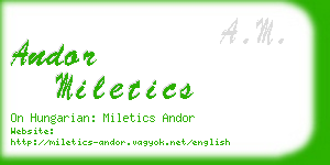 andor miletics business card